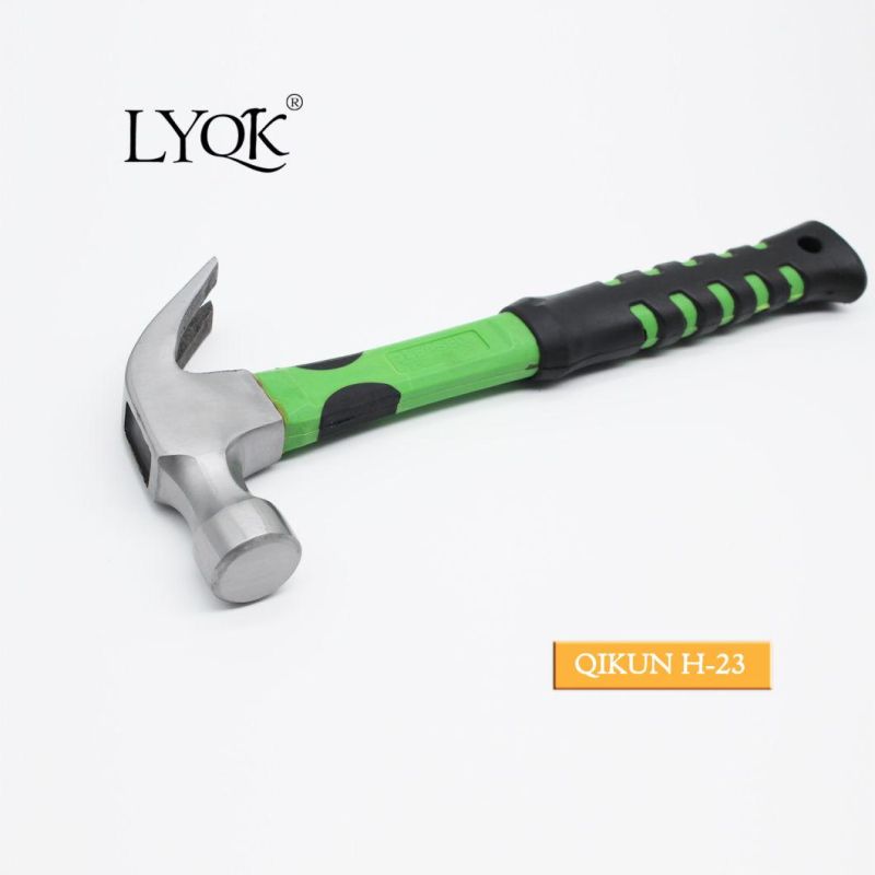 H-22 Construction Hardware Hand Tools Plastic Coated Hard Wood Handle Claw Hammer