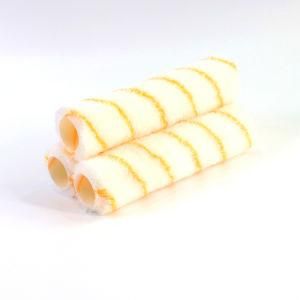 Polyester Fiber White and Yellow Stripes Roller Yellow Plastic Handle Paint Roller Brush