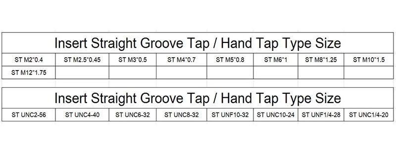 St M2*0.4 Hsse-M35 Insert Straight Groove Taps St M2 M2.5 M3 M4 M5 M6 M8 M10 M12 Machine Screw Thread Tap