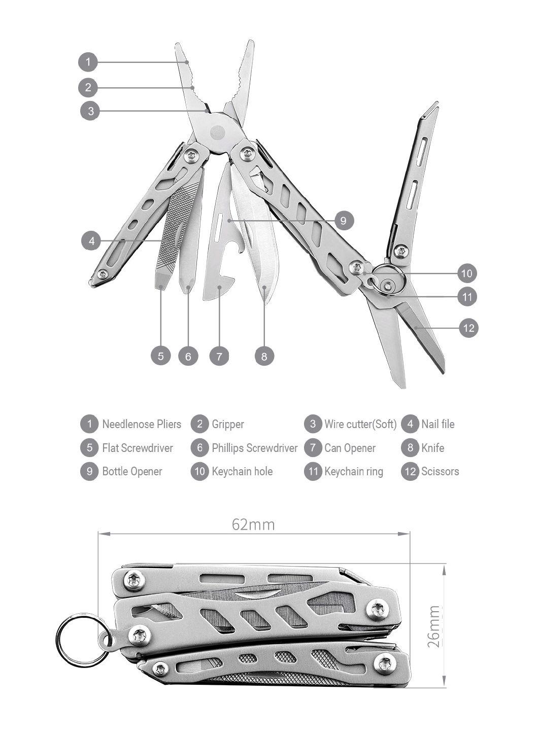 Nextool 10 Functions Outdoor Mini Pliers Multitool with Optional Colors