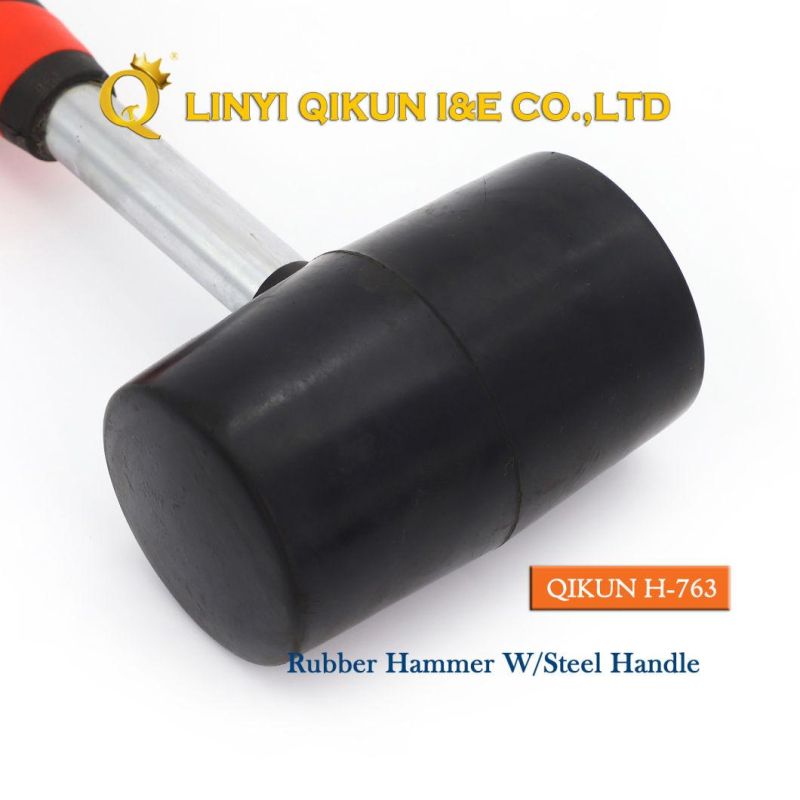 H-753 Construction Hardware Hand Tools Rubber Plastic Hammer with Wooden Handle