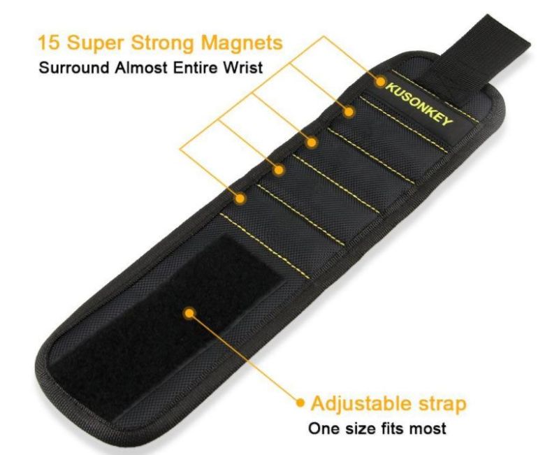 DIY Custom Magnetic Wristband Tool Holder with 20 Super Magnets and 2 Pockets