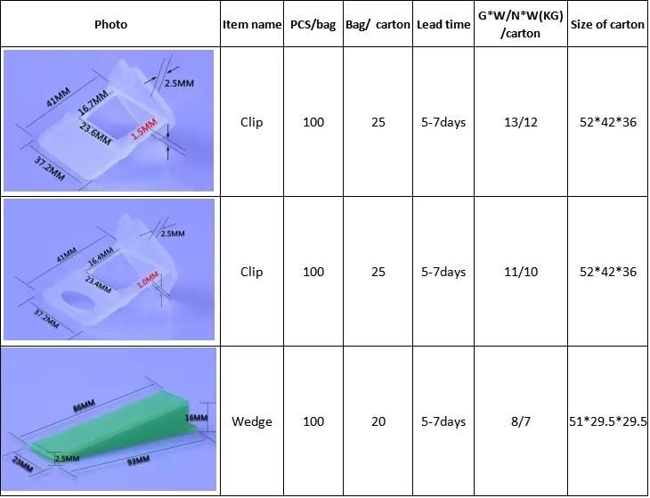 Ceramic Tile Leveling Tools Tile Spacer Leveling System with Size 1.0mm