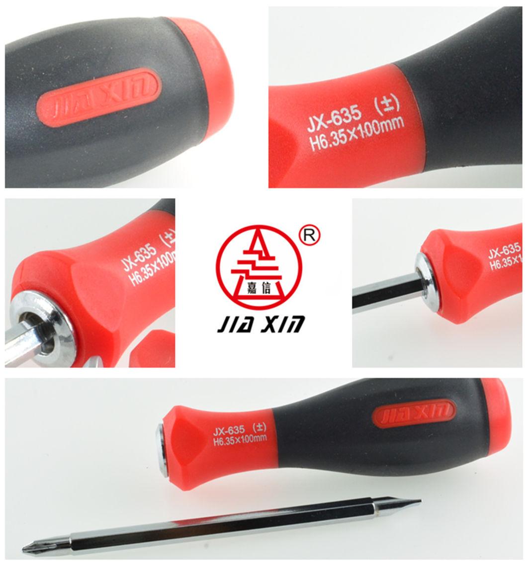 6.35mm Cr-V Hexagonal Blade Soft Grip Hand Tools 2-Way Screwdriver