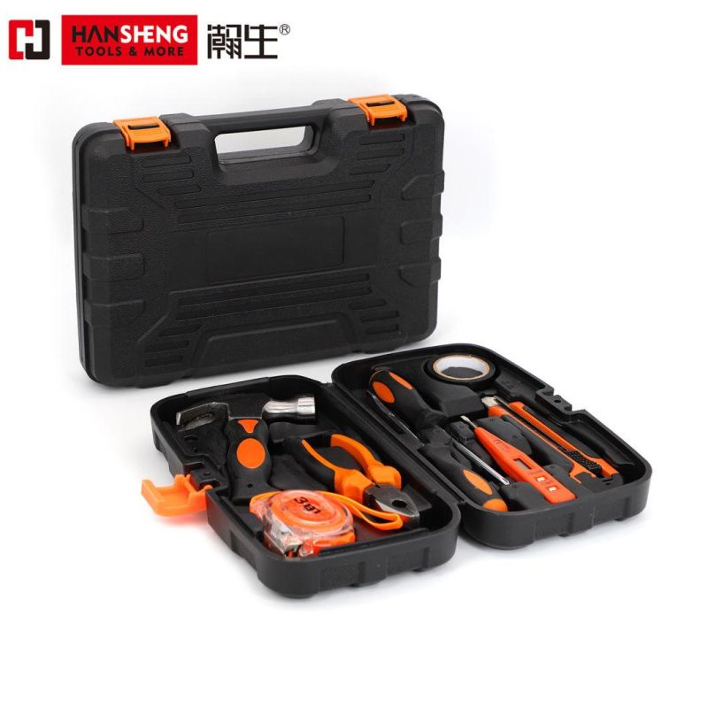 10 Set, Household Set Tools, Plastic Toolbox, Combination, Set, Gift Tools, Made of Carbon Steel, CRV, Pliers, Wrench, Hammer, Snips, Screwdriver