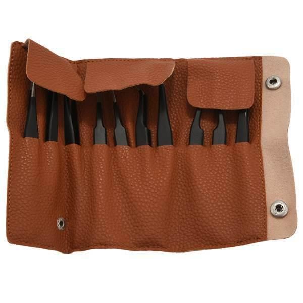 Leather Bag Set Anti-Static Stainless Steel Tweezers I366319