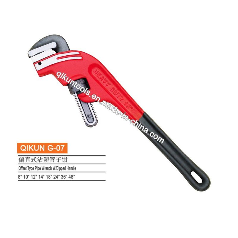 G-07 Construction Hardware Hand Tools Rubber Dipped Offset Type Pipe Wrench