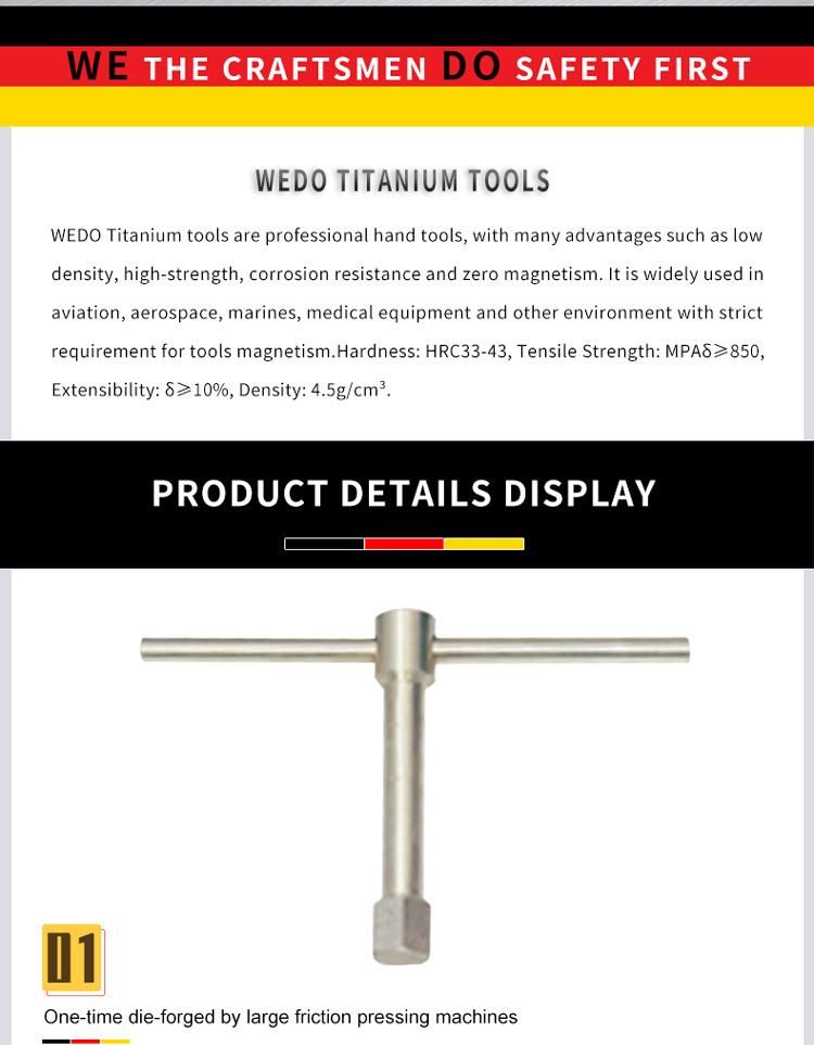 WEDO Titanium Spanner T-Type Sliding Hex Wrench Non-Magnetic Rust-Proof Corrosion Resistan