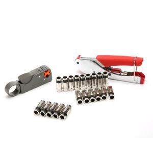 20PCS RG6 F Connector Cable Stripper Hand Crimping Tool Set