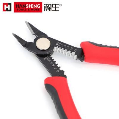 Combination Pliers, Made of Carbon Steel, Pearl-Nickel Plated, PVC Handles, Cr-V, Round Nose Pliers, Diagonal Cutting, 6&quot;160mm