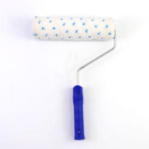 White Stripes Polyester Fiber Roller Blue Plastic Handle Paint Roller Brush