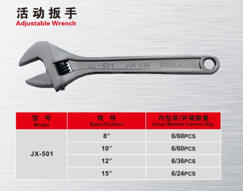 High Quality Hand Tool Extra Wide Adjustable Wrench Spanner