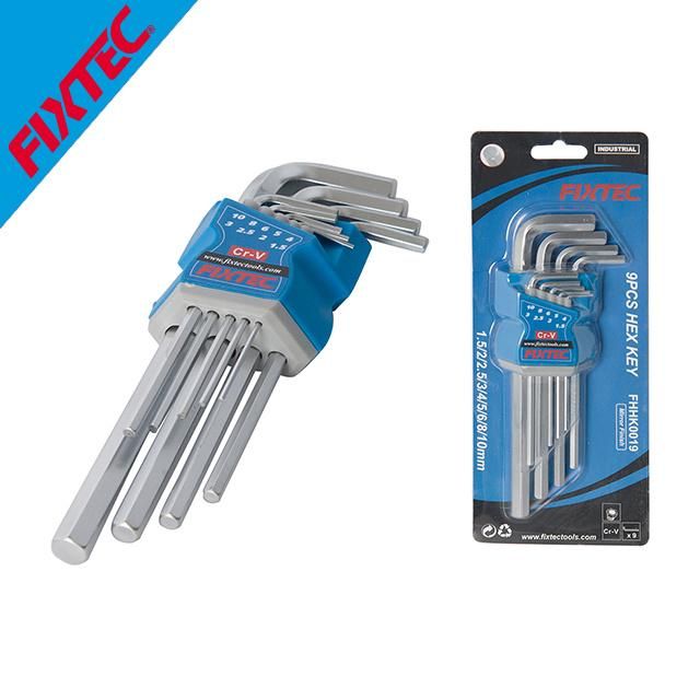 Fixtec 9PCS Cr-V Long Arm Ball Point Hex Key with Matt Finish