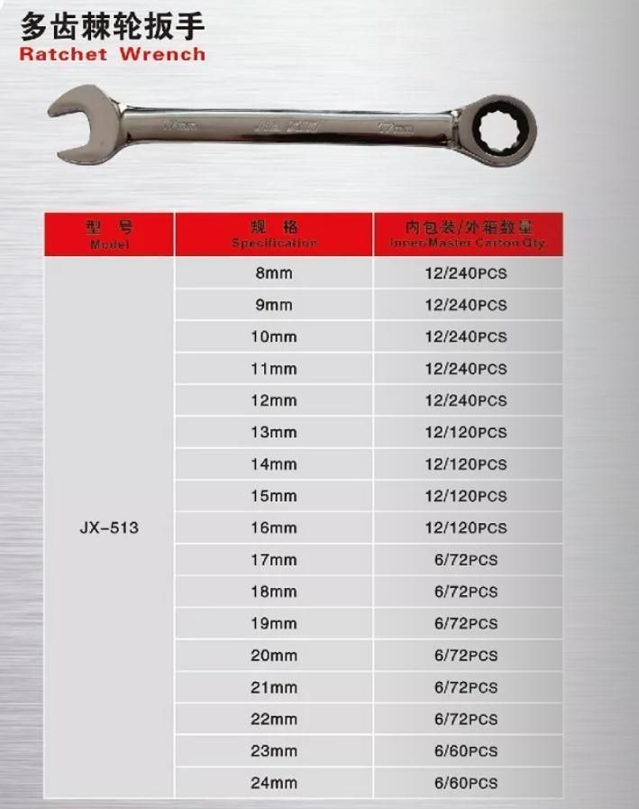 Carbon Steel Flexible Ratchet Double Offset Ring Wrench