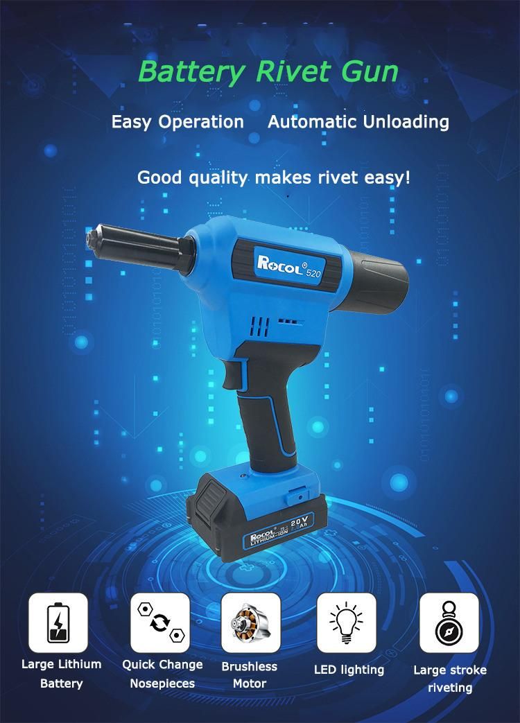 Well Designed Rocol Brushless Motor Battery Rivet Gun