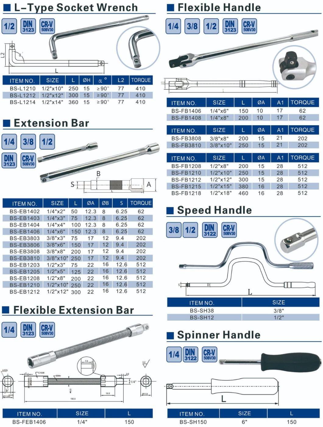 3/8" 1/2" Cr-V Chrome Drive Replacement Speed Handle