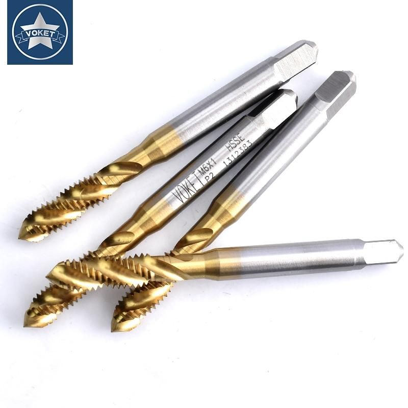 Hsse-M35 Needle Thread with Tin Spiral Fluted Tap Sm 3/32 1/8 9/64 11/64 3/16 13/64 15/64 1/4 9/32 3/8 Machine Thread Screw Tap