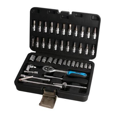 Fixtec Hand Tools Set Adjustable Long Handle Ratchet Wrench 46PCS Car Repair Tool Kit