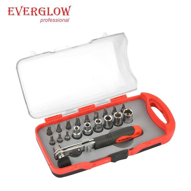 19PC Ratchet Screwdriver Set with Mini Ratchet Wrench