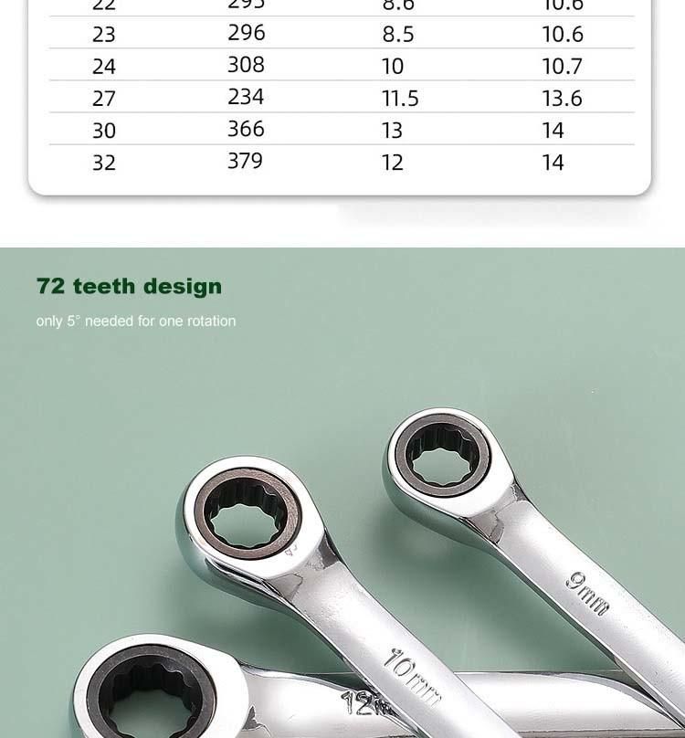 Double Head Ratchet Plum Open End Wrench Auto Repair Tool