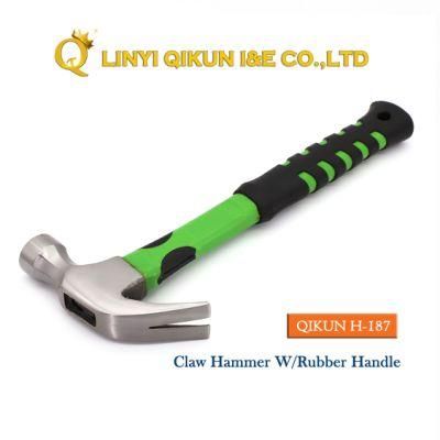 H-187 Construction Hardware Hand Tools American Straight Type Claw Hammer with Plastic Coated Handle