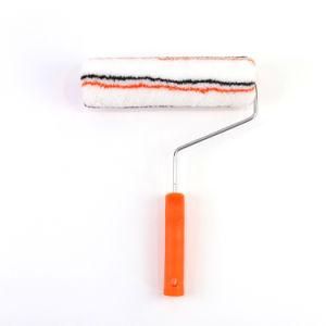 2020 New White Polyester Fiber Black and Orange Stripes Roller Orange Plastic Handle Paint Roller Brush