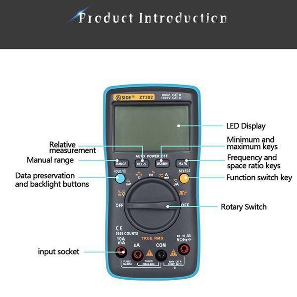 Zt302 Capacitance Tester, Digital Multimeter, Portable Multimeter, Digital Ammeter I29997