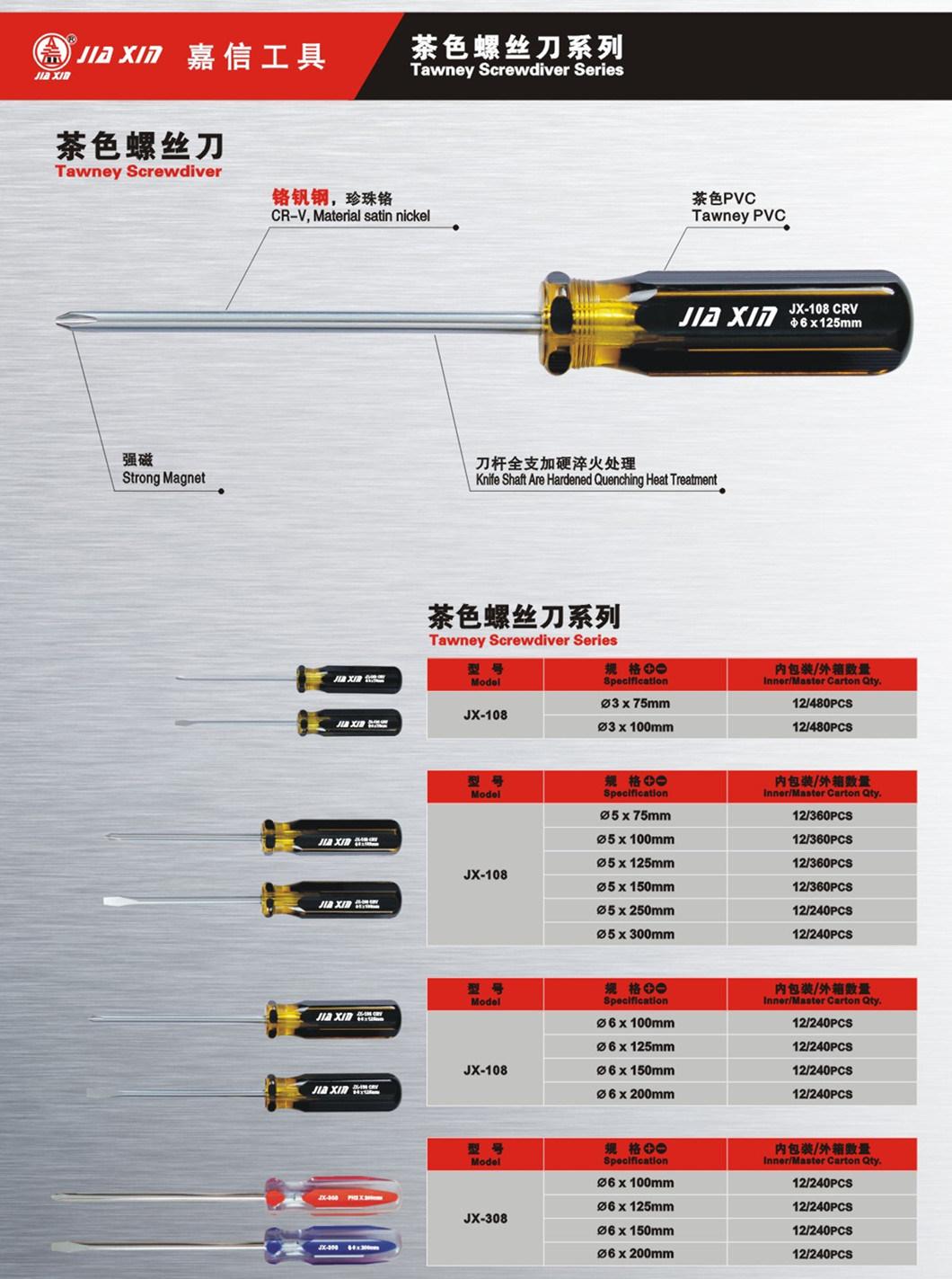 Hand Tools 3*75mm-100mm Transparent Handle Flat/Straight/Slotted Head Screwdriver