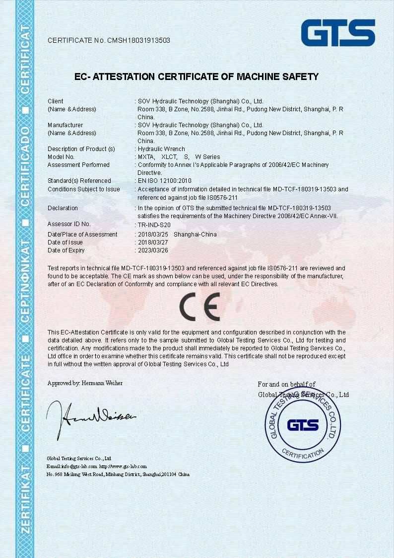 CE Certificate Square Drive Hydraulic Torque Wrench