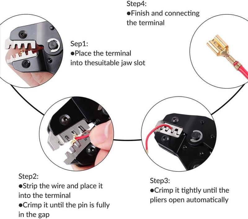 Sn-01bm 28-20 AWG Portable Adjusting Ratcheting Wire Connector Crimper Terminal Crimping Tool Pliers