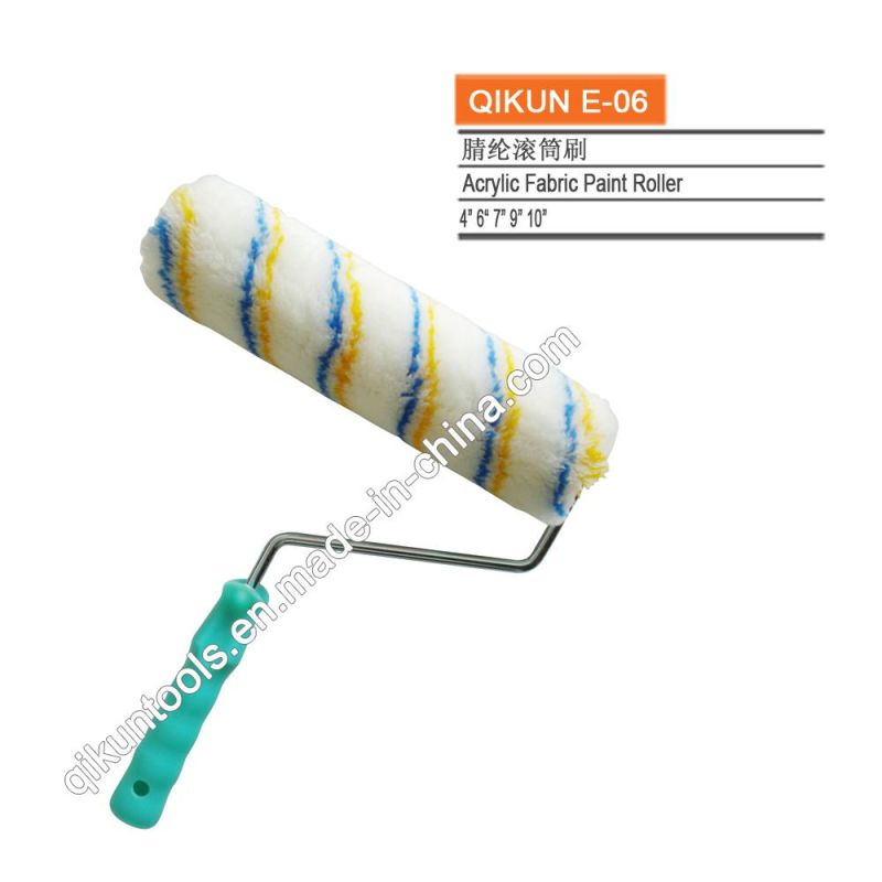 E-05 Hardware Decorate Paint Hand Tools White with Yellow Strips Acrylic Fabric Paint Roller