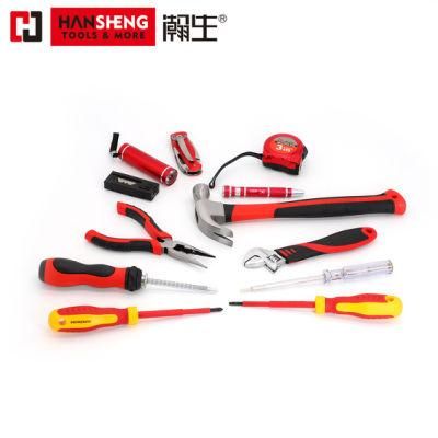 12 Set, Professional, Household Set Tools, Plastic Toolbox, Combination, Made of Carbon Steel, CRV, Polish, Pliers, Wire Clamp, Hammer, Wrench, Snips