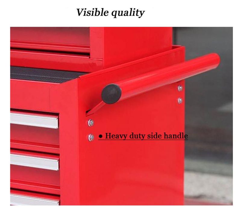 Red Tool Cabinet Cart Storage Box Cabinet W/ 7 Drawers Pegboard Wheels Chest