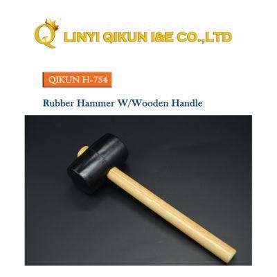 H-754 Construction Hardware Hand Tools Rubber Plastic Hammer with Wooden Handle