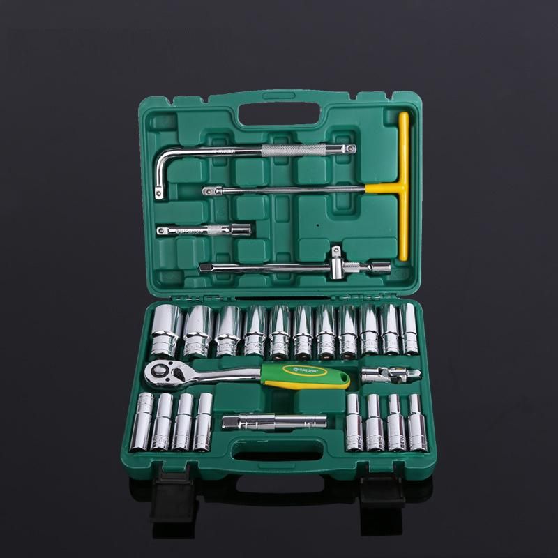 28PCS Socket Set Kit with T-Handle Long Socket CRV Steel