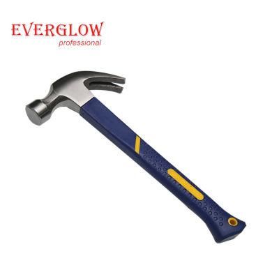 Professional Carbon Steel Hand Tool Fiberglass Handle Claw Hammer