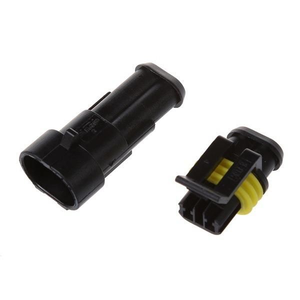 10-in-1 Black 2-Core Automotive Waterproof Connector Connector, Yellow Plug I077578