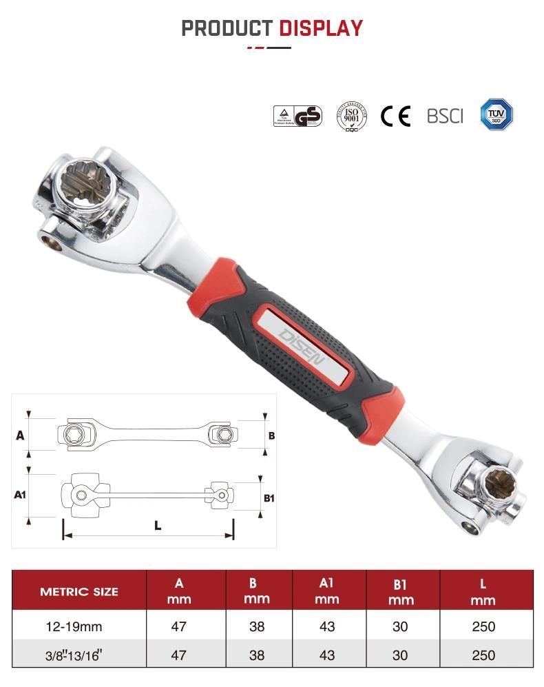 12-19mm Chrome Plated Chrome Vanadium Magnetic Socket Wrench