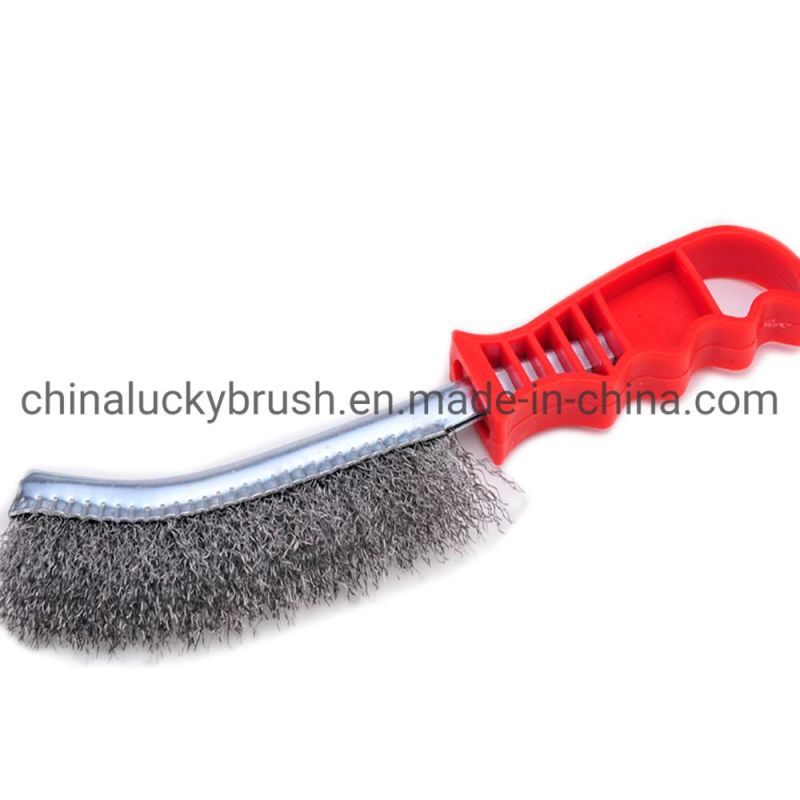 Brass Coated Steel Wire Knife Brush /Hardware Tool Plastic Handle Steel Wire Brush (YY-850)