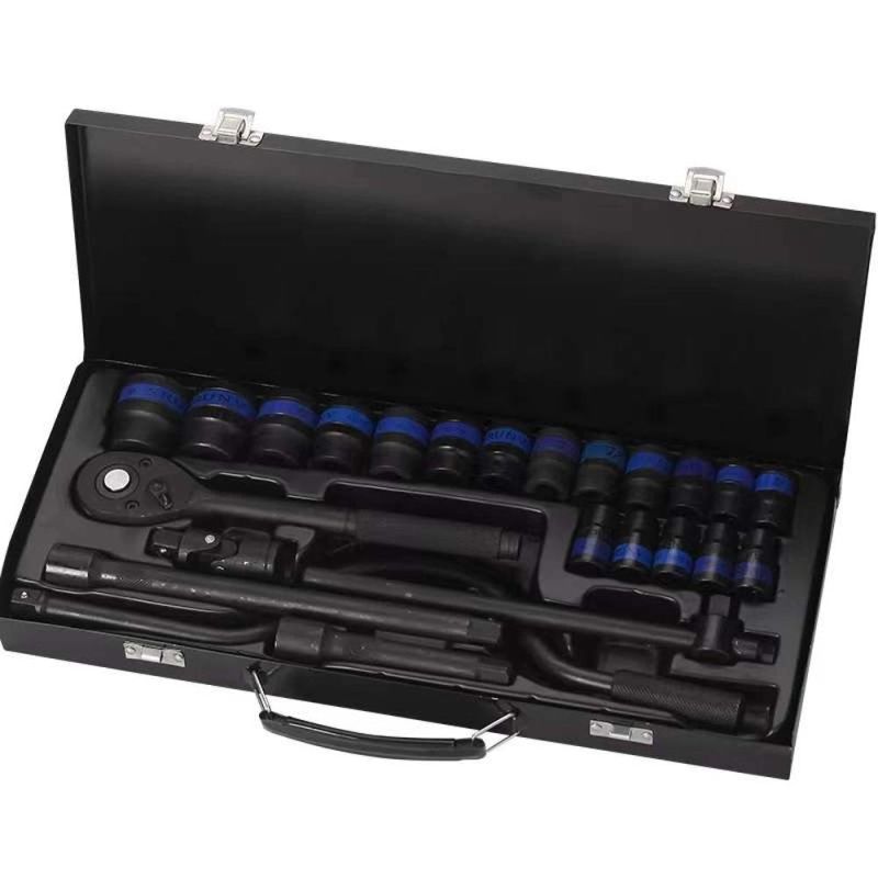 24 PCS Black Coating Tool Cabinet Box Kit Case Hand Car Wrench Socket Set Hardware Tools