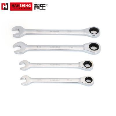 Made of Chrome Vanadium, Ratchet Combination Wrench with Fixed Head