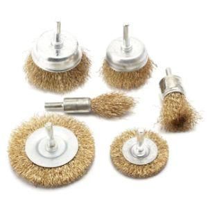 Easy Handle Steel Wire Cup Brush for Drills Brass Coated Rust Paint Removal