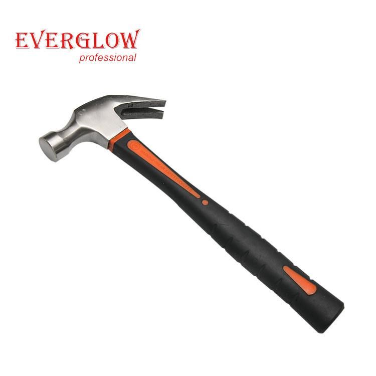 Professional Carbon Steel Claw Hammer with Fiberglass Handle