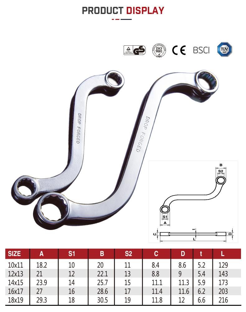 S Wrench Special Type Chrome Plated Spanner Double Ring Wrench