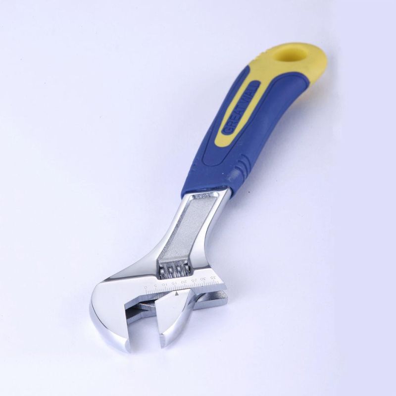 High Quality 8inch Spanner with 2-Color Rubber Handle Adjustable Wrench