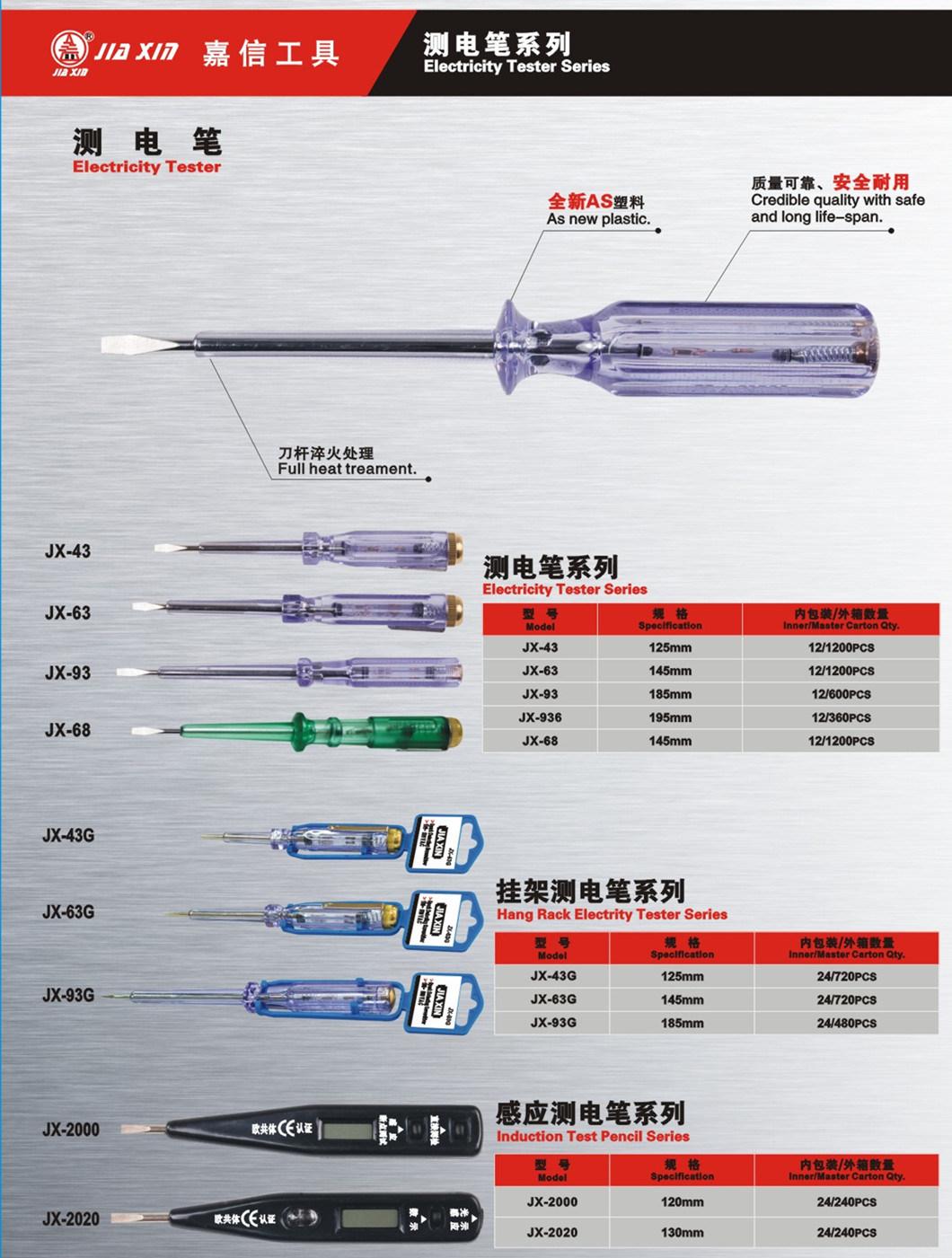 185mm 100-500V Manufactured Voltage Electrical Tester Pen with Ce Neon