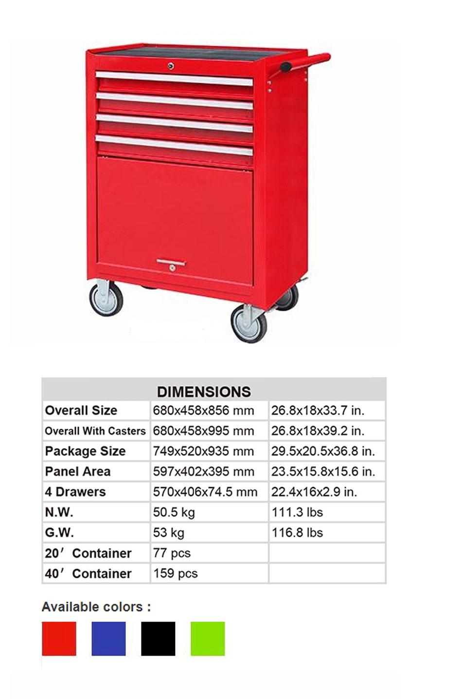 Red Tool Cabinet Cart Storage Box Cabinet W/ 7 Drawers Pegboard Wheels Chest