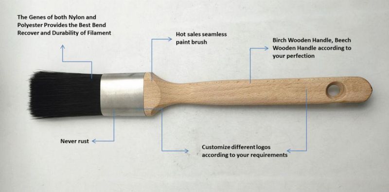 Wholesale Various Models Wooden Handle Stainless Steel Ferrule Paint Brush for Wall