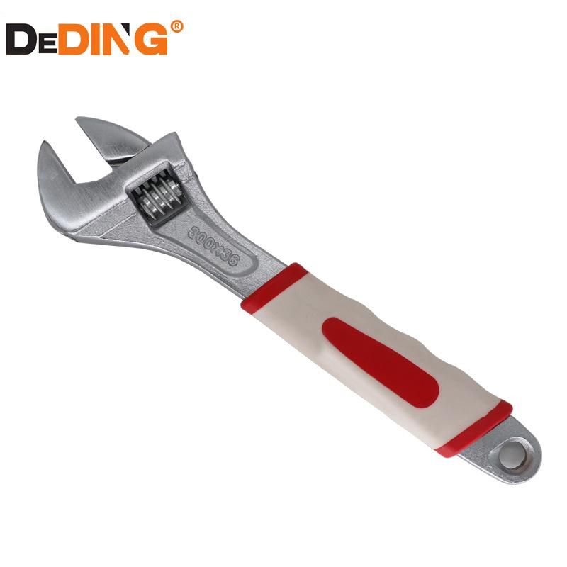 Thread Steel Colorful PVC Handle Chrome Plated Adjustable Wrench