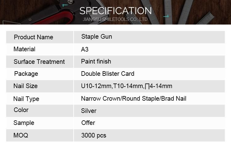 Silver Color Three-Way Tacker Staple Gun Kit with Factory Price